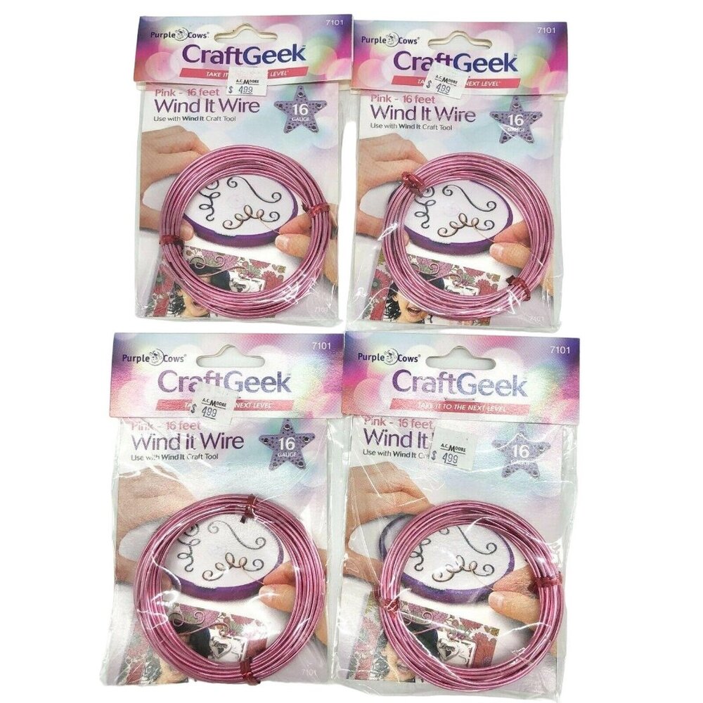 Purple Cows CraftGeek Wind It Wire Pink 16 Ft 16 Gauge Jewelry Crafting Supplies